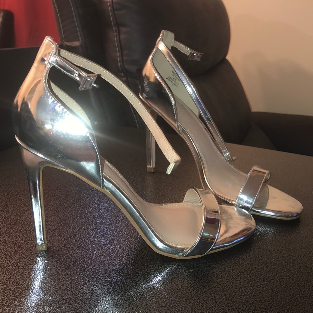 Silver high heel shoes